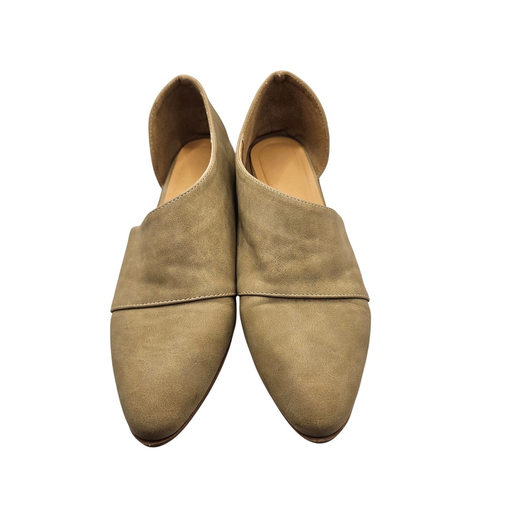 Women's Taupe Suede D'Orsay Pointed‎ Toe Flats Sz 9 40 #395